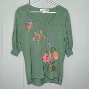 Umi Collection Anne Crimmins 80s Vintage Floral Art to Wear Sweater Grannycore